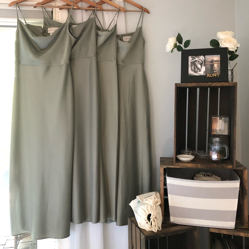 BHLDN Anthropologie Soft Green Cowl Neck Midi Dress